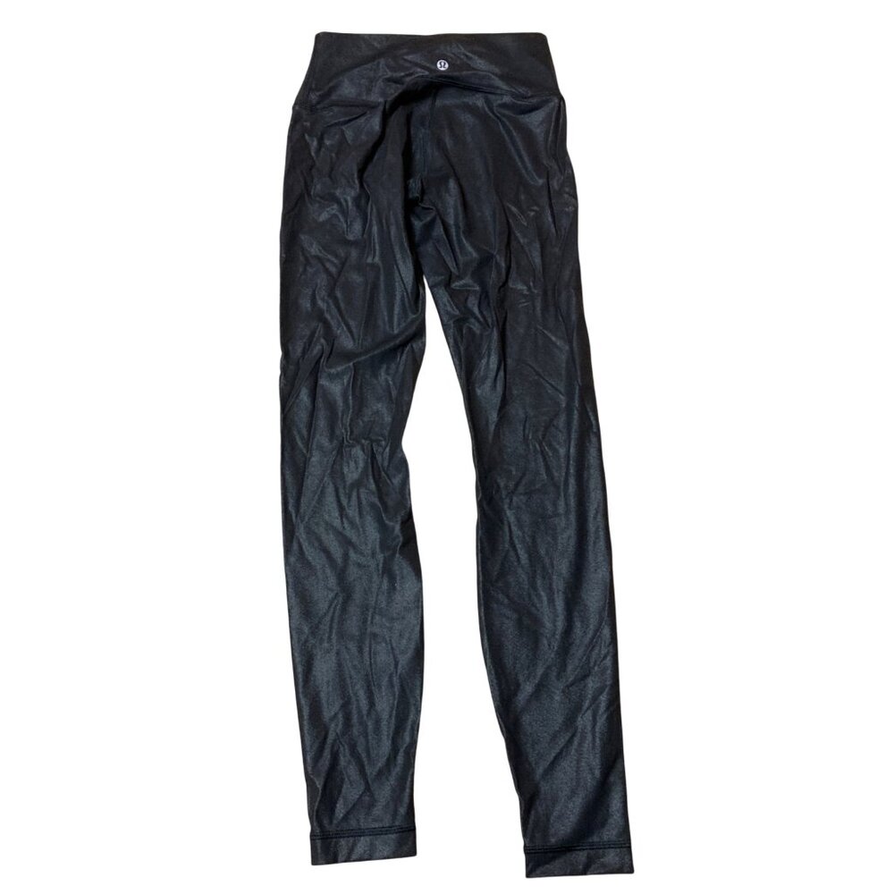 Lululemon Wunder Under HR Tight 28” Shine LW5BNJS Matte Black Foil Size 4